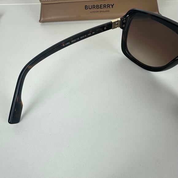 NWB Burberry Womens Joan Square Frame Dark Havana Brown Sunglasses BE4362 - Picture 4 of 8